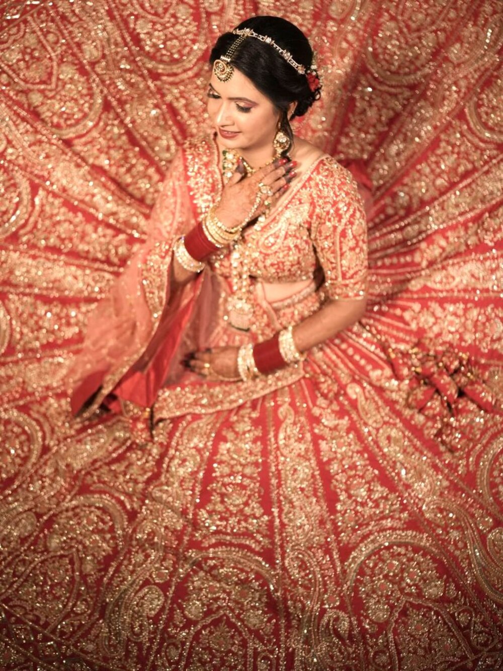 Handcrafted Hanut Paul Designer Bridal Lehenga | Authentic Red & Gold